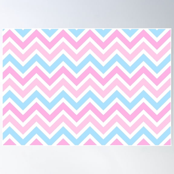 Chevron Pattern. Pastel Pink Blue Color Poster Wall Art, Modern Wall Decor For Living Room Bedroom, 16x24 UNFRAMED