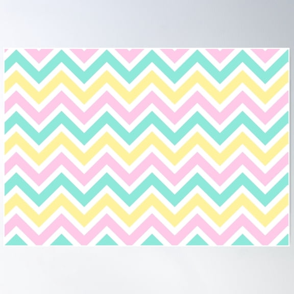 Chevron Pattern. Pastel Pink Yellow Green Color Poster Wall Art, Modern Wall Decor For Living Room Bedroom, 12x18 UNFRAMED