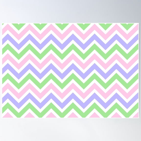 Chevron Pattern. Pastel Purple Pink Green Color Poster Wall Art, Modern Wall Decor For Living Room Bedroom, 8x12 UNFRAMED