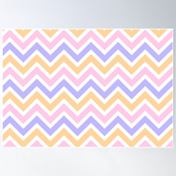 Chevron Pattern. Pastel Purple Pink Orange Color Poster Wall Art, Modern Wall Decor For Living Room Bedroom, 24x36 UNFRAMED