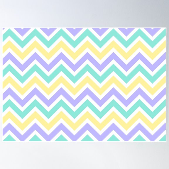 Chevron Pattern. Pastel Purple Yellow Green Color Poster Wall Art, Modern Wall Decor For Living Room Bedroom, 24x36 UNFRAMED
