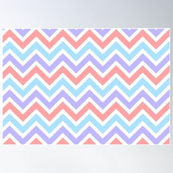 Chevron Pattern. Pastel Red Blue Purple Color Poster Wall Art, Modern Wall Decor For Living Room Bedroom, 12x18 UNFRAMED