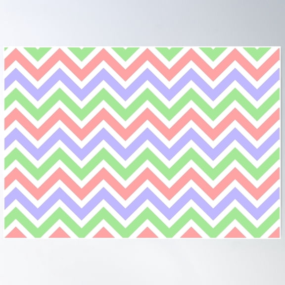 Chevron Pattern. Pastel Red Green Purple Color Poster Wall Art, Modern Wall Decor For Living Room Bedroom, 24x36 UNFRAMED
