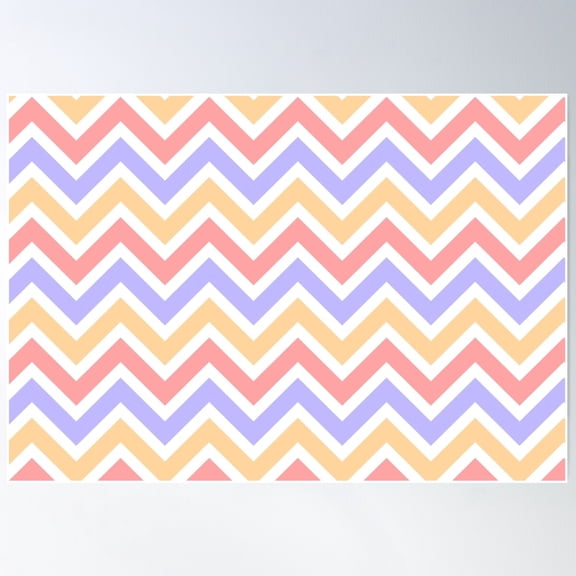 Chevron Pattern. Pastel Red Orange Purple Color Poster Wall Art, Modern Wall Decor For Living Room Bedroom, 24x36 UNFRAMED