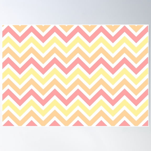 Chevron Pattern. Pastel Red Orange Yellow Color Poster Wall Art, Modern Wall Decor For Living Room Bedroom, 16x24 UNFRAMED