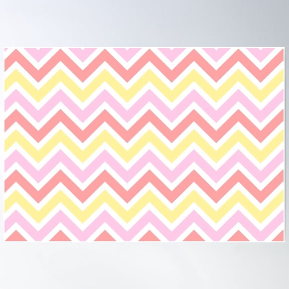 Chevron Pattern. Pastel Red Pink Yellow Color Poster Wall Art Modern Wall Decor For Living Room Bedroom Wall Art