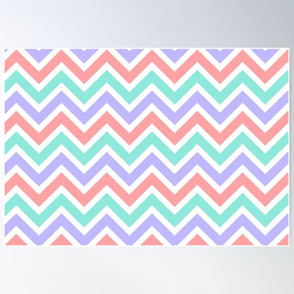 Chevron Pattern. Pastel Red Purple Green Color Poster Wall Art, Modern Wall Decor For Living Room Bedroom, 24x36 UNFRAMED