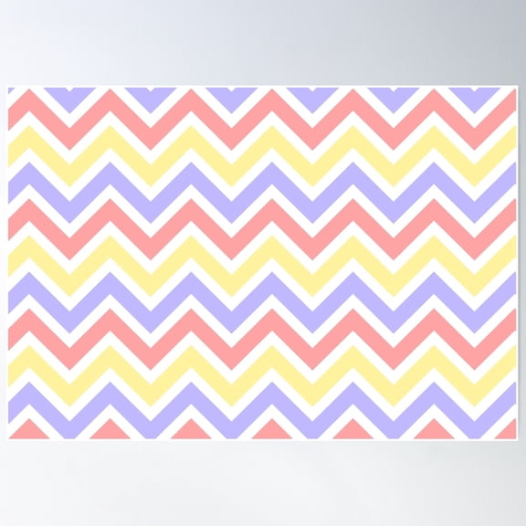 Chevron Pattern. Pastel Red Purple Yellow Color Poster Wall Art, Modern Wall Decor For Living Room Bedroom, 12x18 UNFRAMED
