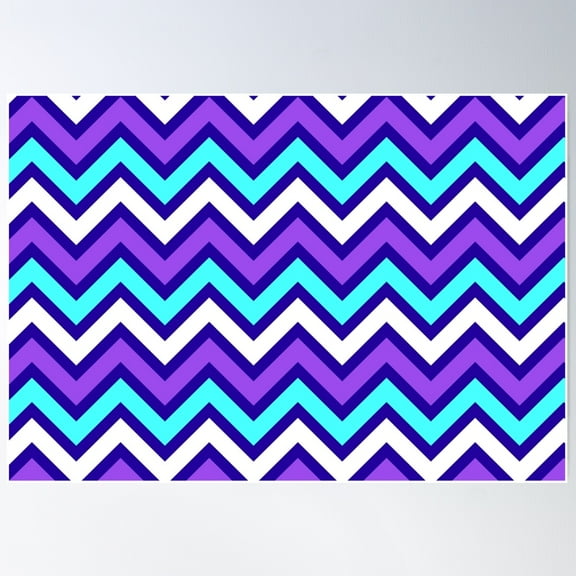 Chevron Pattern. Purple Blue Color Poster Wall Art, Modern Wall Decor For Living Room Bedroom, 16x24 UNFRAMED