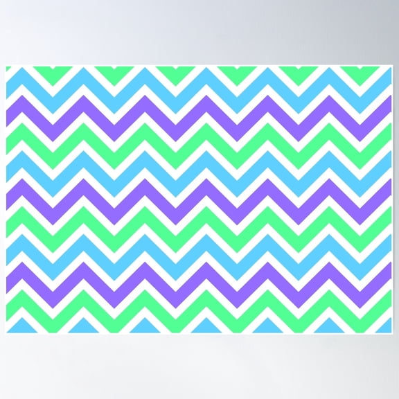 Chevron Pattern. Purple Green Blue Color Poster Wall Art, Modern Wall Decor For Living Room Bedroom, 8x12 UNFRAMED