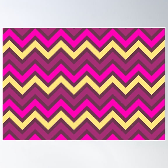 Chevron Pattern. Purple Pink Yellow Color Poster Wall Art, Modern Wall Decor For Living Room Bedroom, 24x36 UNFRAMED