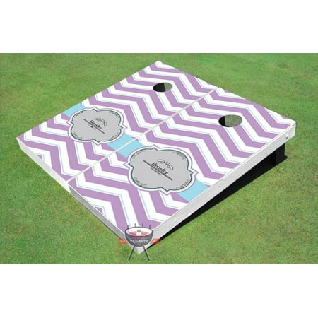 Chevron Pattern Wedding Themed Cornhole Boards