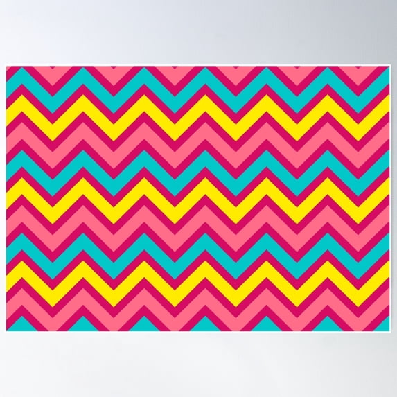 Chevron Pattern. Yellow Green Red Color Poster Wall Art Modern Wall ...