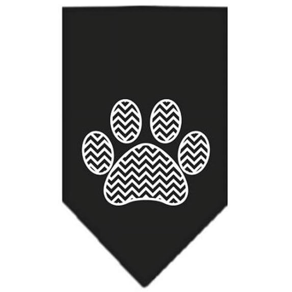 Chevron Paw Screen Print Bandana, Black - Large