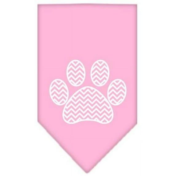 Chevron Paw Screen Print Bandana, Light Pink - Small