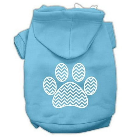 Chevron Paw Screen Print Pet Hoodies - Baby Blue, Extra Large