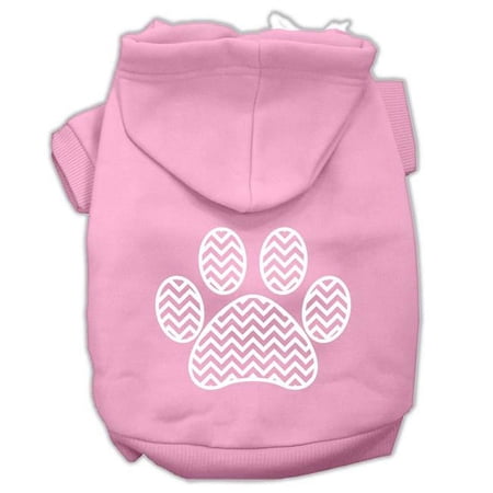 Chevron Paw Screen Print Pet Hoodies - Light Pink, Medium