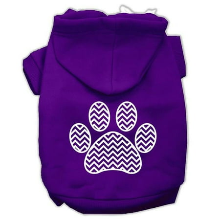 Chevron Paw Screen Print Pet Hoodies - Purple, Small