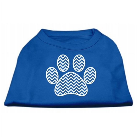 Chevron Paw Screen Print Shirt, Blue - Large