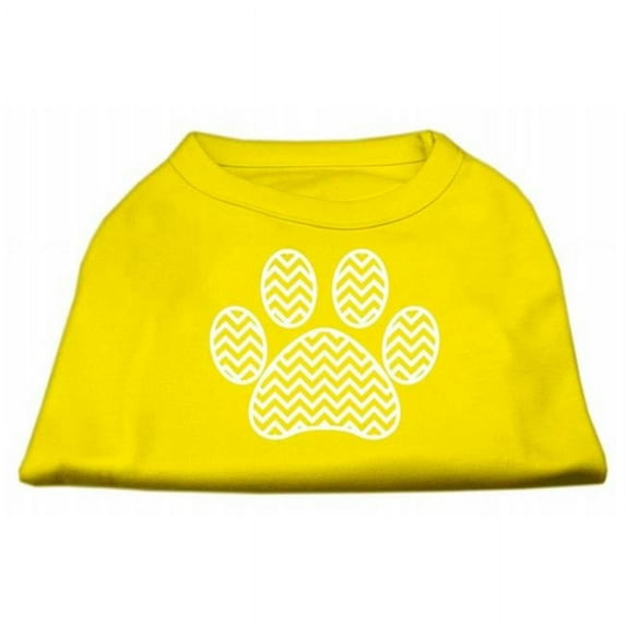 Chevron Paw Screen Print Shirt, Yellow - Large