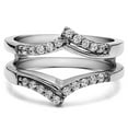 Chevron Prong Set Wedding Ring Guard in Sterling Silver (0.38ctw