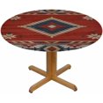 thumbnail image 1 of Chevron Round Table Cloth Southwest Native American Geometric Elastic Edged Table Cover Fade and Stain Resistant Table Cloths Easy to Clean Fits Tables 40-44" Diameter, 1 of 6