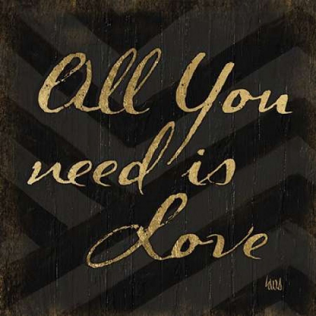 Chevron Sentiments Black-Gold II Canvas Art - hartworks (24 x 24)