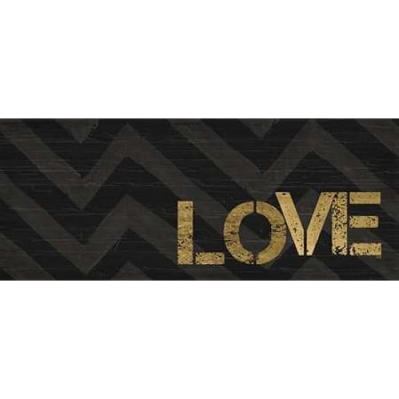 Chevron Sentiments Black and Gold Panel III Poster Print by h.artworks (24 x 48)