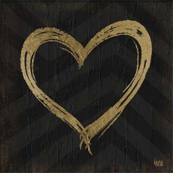 Chevron Sentiments Gold Heart Trio II Poster Print by H.Artworks, 12 x 12 - Small