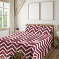thumbnail image 1 of Chevron Sheet Set, Abstract Zigzag Pattern Modern Geometric Orderly Repeated Pattern, Fitted & Flat Sheet with Pillowcase Bedding Accent 4 Pcs Set, Full, White Dark Pink and Black, by Ambesonne, 1 of 5