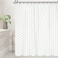 thumbnail image 1 of Chevron Shower Curtain White Beige Extra Long Geometric Herringbone 72Wx84H Inch Striped Simple Modern Classy Neutral Contemporary Decor Fabric Bathroom Set Polyester Waterproof, 1 of 5