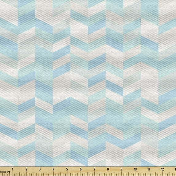 Chevron Sofa Upholstery Fabric by the Yard, Pastel Blue Colors with Creative Simplistic Composition of Stripes Modern Pattern, Decorative Fabric for DIY and Home Accents, Multicolor by Ambesonne