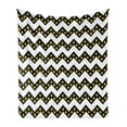 thumbnail image 1 of Chevron Soft Flannel Fleece Blanket, Black Zig Zag Chevron Pattern with Inner Stars Parallel Striped Lines Art Print, Cozy Plush for Indoor and Outdoor Use, 50" x 60", White Yellow, by Ambesonne, 1 of 6