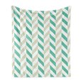 thumbnail image 1 of Chevron Soft Flannel Fleece Blanket, Chevron Herringbone Pattern Springtime Freshness Classic Stripe Art, Cozy Plush for Indoor and Outdoor Use, 70" x 90", Sea Green Eggshell White, by Ambesonne, 1 of 5