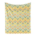 thumbnail image 1 of Chevron Soft Flannel Fleece Blanket, Retro Countryside Colors Zigzags in Vertical Direction Striped Composition, Cozy Plush for Indoor and Outdoor Use, 70" x 90", Green Yellow Orange, by Ambesonne, 1 of 6