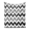 thumbnail image 1 of Chevron Soft Flannel Fleece Blanket, Zig Zag Lines Pattern on Wooden Looking Background Rustic Home Print, Cozy Plush for Indoor and Outdoor Use, 50" x 60", Pale Grey White and Grey, by Ambesonne, 1 of 5