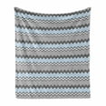 thumbnail image 1 of Chevron Soft Flannel Fleece Throw Blanket, Geometric Pattern with Contemporary Style Bicolour Zigzags, Cozy Plush for Indoor and Outdoor Use, 50" x 70", Sky Blue Charcoal Grey, by Ambesonne, 1 of 5