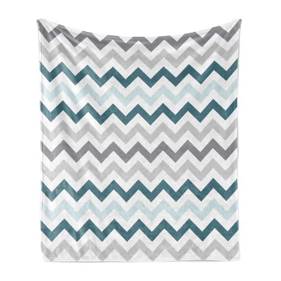 Chevron Soft Flannel Fleece Throw Blanket, Illustration with Simplistic Geometric Zigzags Modern Design Pastel Tone Graphic, Cozy Plush for Indoor and Outdoor Use, 50" x 60", Multicolor, by Ambesonne