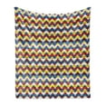 thumbnail image 1 of Chevron Soft Flannel Fleece Throw Blanket, Chevron Shapes in Retro Colors Simple Geometrical Coat of Arms, Cozy Plush for Indoor and Outdoor Use, 50" x 70", Blue Green Red, by Ambesonne, 1 of 5