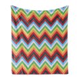 thumbnail image 1 of Chevron Soft Flannel Fleece Throw Blanket, Vibrant Colorful Zigzag Lines with Sharp Pointy Ends Simple Trend Polygon Print, Cozy Plush for Indoor and Outdoor Use, 50" x 70", Multicolor, by Ambesonne, 1 of 5