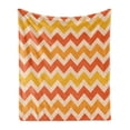 thumbnail image 1 of Chevron Soft Flannel Fleece Throw Blanket, Wavy Geometrical Cheering Warm Colors Ornamental Artwork Vintage Style, Cozy Plush for Indoor and Outdoor Use, 70" x 90", Orange Yellow Cream, by Ambesonne, 1 of 5