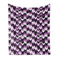 thumbnail image 1 of Chevron Soft Flannel Fleece Throw Blanket, Zig Zag Arrows Geometric Symmetric Pattern Retro Old Design, Cozy Plush for Indoor and Outdoor Use, 50" x 60", Purple White Black, by Ambesonne, 1 of 6