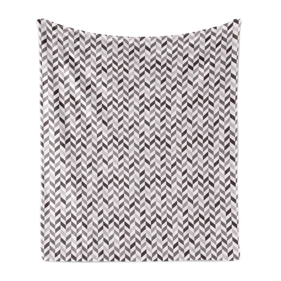 Chevron Soft Flannel Fleece Throw Blanket, Zigzag Design with Geometric Angled Lines Earth Toned Pastel Illustration Modern, Cozy Plush for Indoor and Outdoor Use, 70" x 90", Multicolor, by Ambesonne