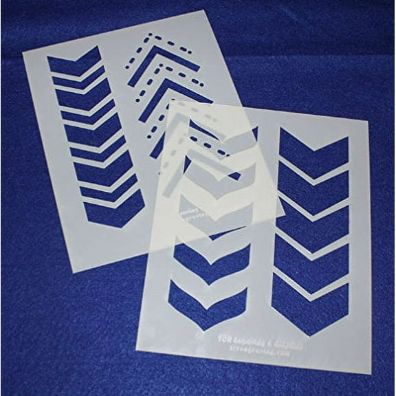 Chevron Stencils 2 Piece Set - 14 Mil -8" X 10" - Painting /Crafts/ Templates