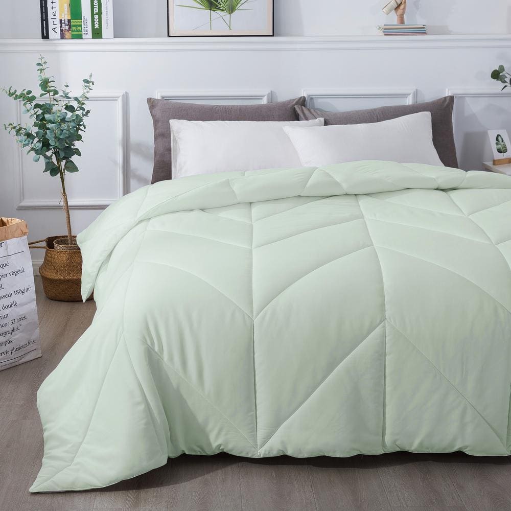 Chevron Stitch All Season Green King Down Alternative Comforter