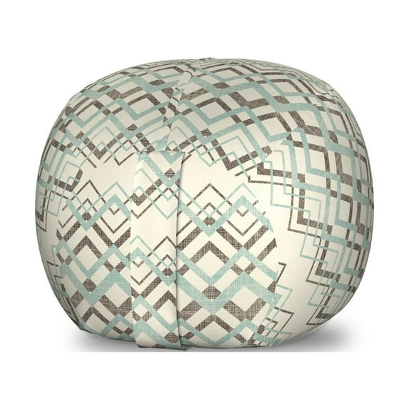 Chevron Storage Toy Bag Chair, Vintage Overlapping Zigzag Lines Thin and Thick Stripes Old Classical, Stuffed Animal Organizer Washable Bag, Large Size, Almond Green Brown Cream, by Ambesonne