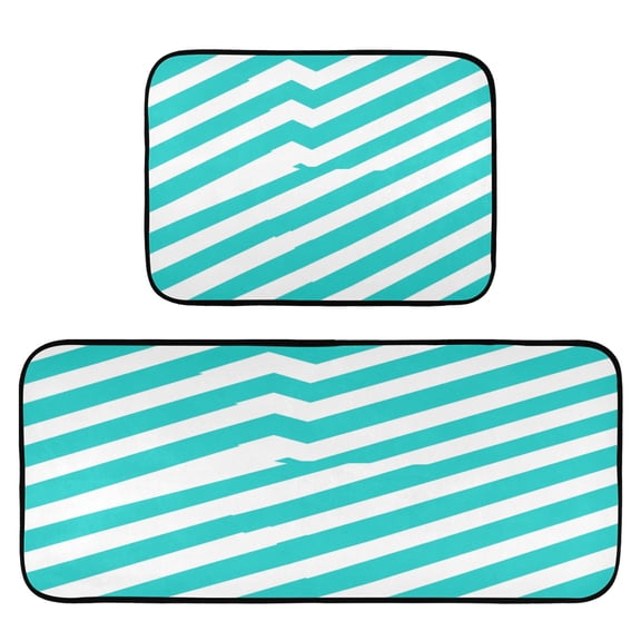 Chevron Stripes 2-Piece Kitchen Carpet Mat Set, Non-Slip Memory Foam, Soft for Kitchen and Living Room Use