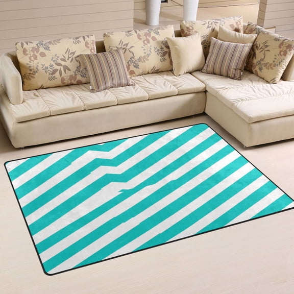 Chevron Stripes Soft Polyester Area Rug 31''x20'', Non Slip, Memory Foam, Water Absorbent