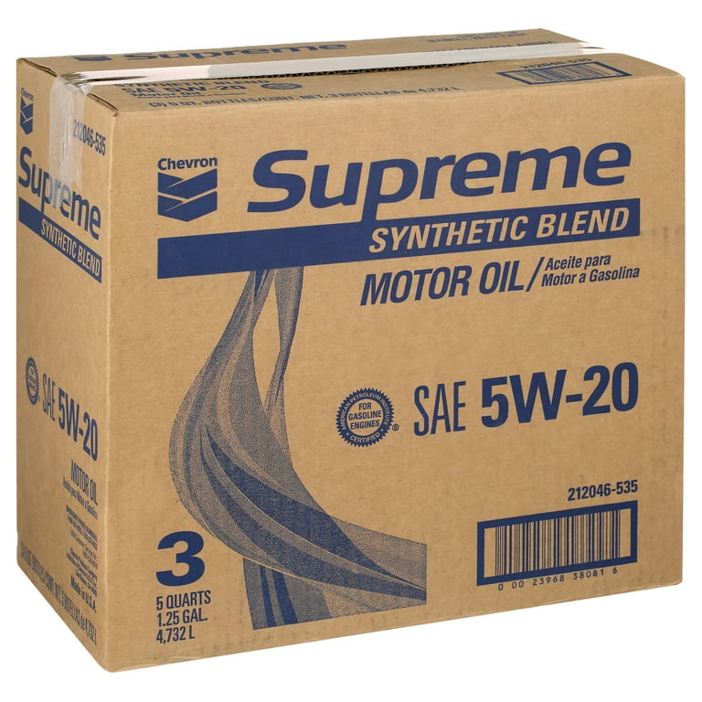 Chevron Supreme Synthetic Blend Motor Oil 5W-20, 5 Quart