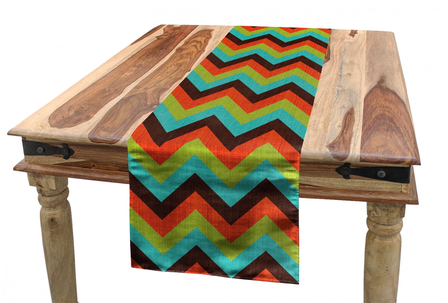 Chevron Table Runner, Vintage Zigzag Pattern Royal Jagged Regular ...